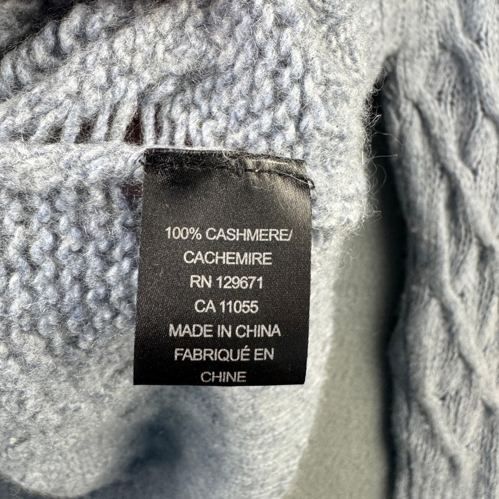 360 Cashmere Women XS Gray Diamond Cable Knit Mock Neck Sweater 100% Cashmere - Picture 5 of 7